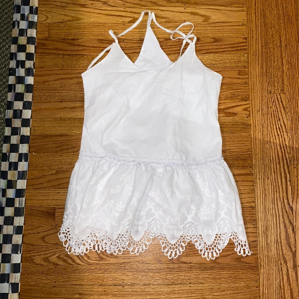 White cover up with lace hem